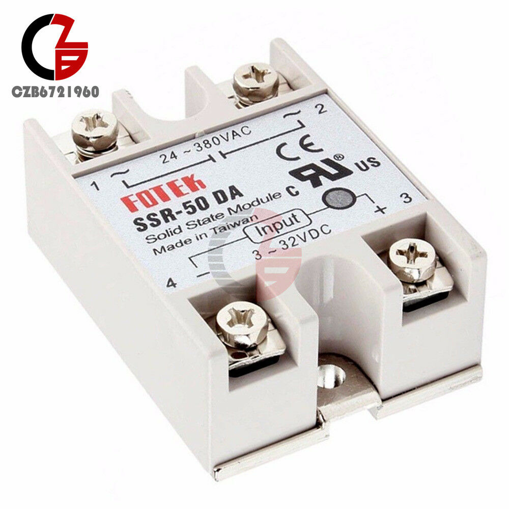3-32V DC to AC 24-380V 50A 250V SSR-50DA Solid State Relay Module Current 3-25mA
