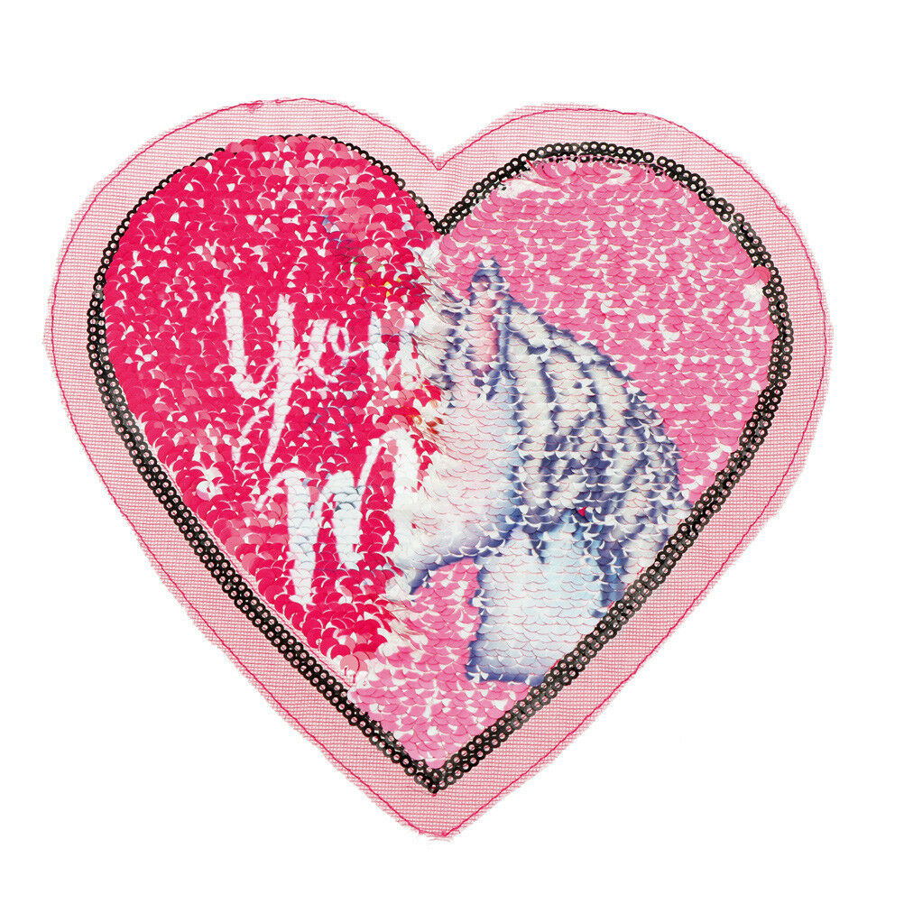 Heart Reversible Sequin Sew On Patches for DIY Clothes Patch Appliqu.l8