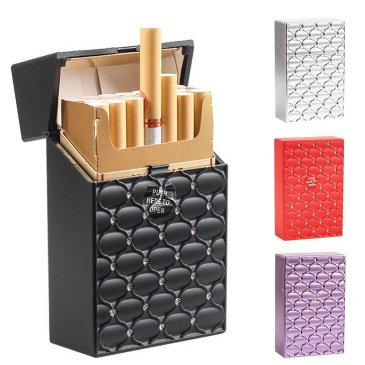 With Diamond  Fine Count Cigarette Case Hand Roll Card Storage Box Holder Pocket
