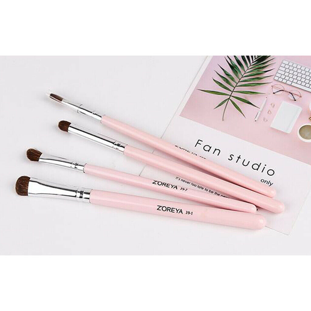 4x Smoky Eyes Brushes Durable Wooden Handle Eyeshadow Nose Shade Brush Pink
