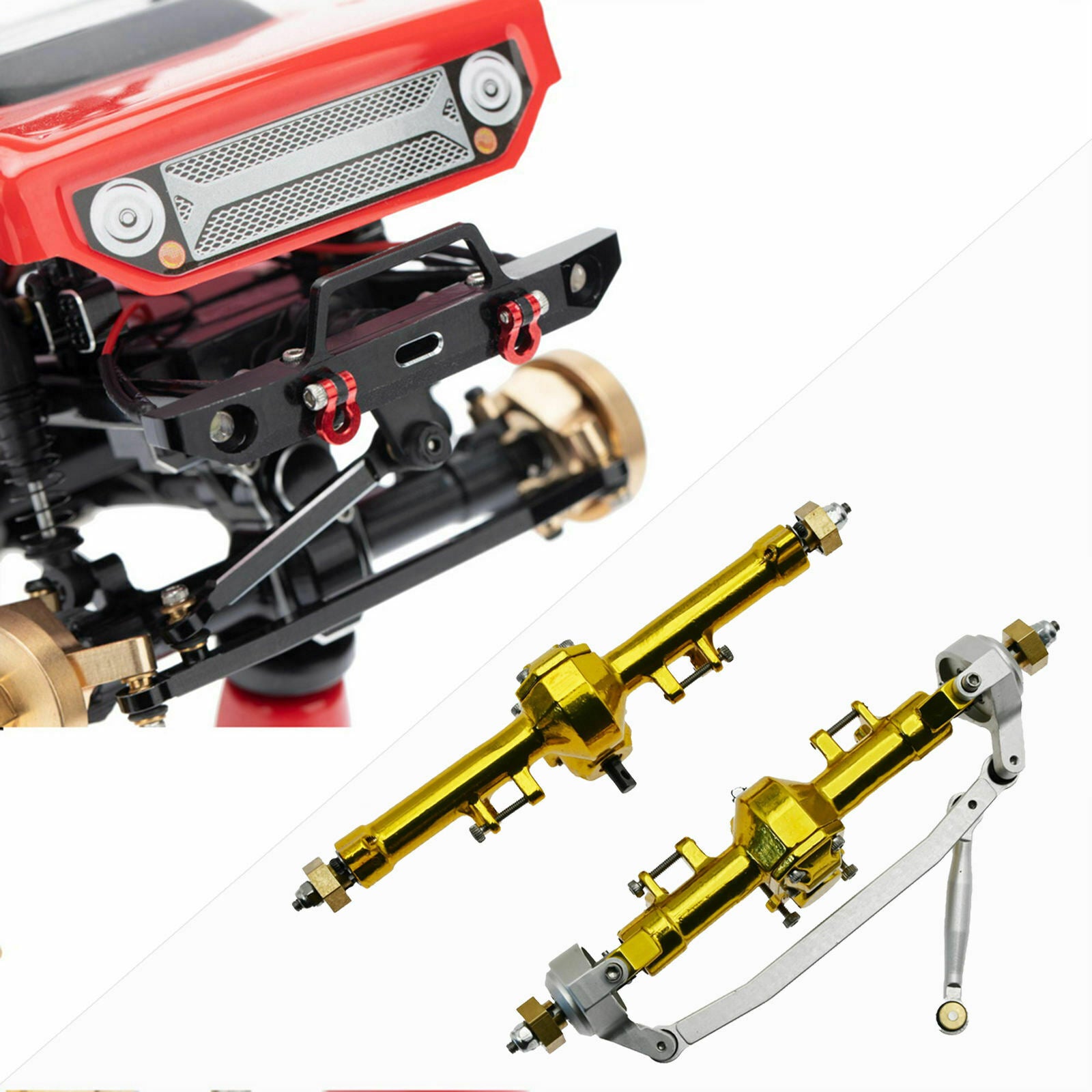 2x Metal Front and Rear Axle Set for Axial SCX24 AXI90081 Buggy DIY Accs