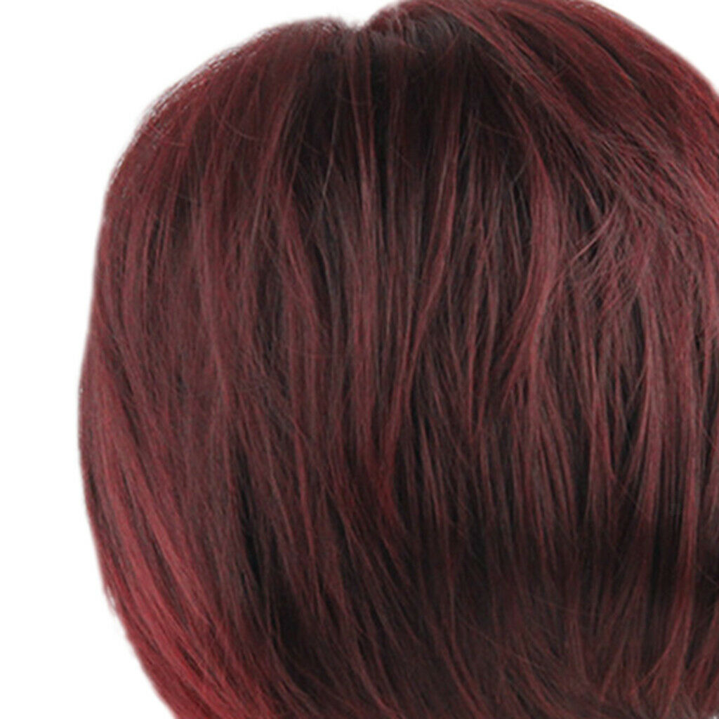 Fashion Bob Wigs Short Straight Synthetic Hair Full Wigs For Women Wine Red