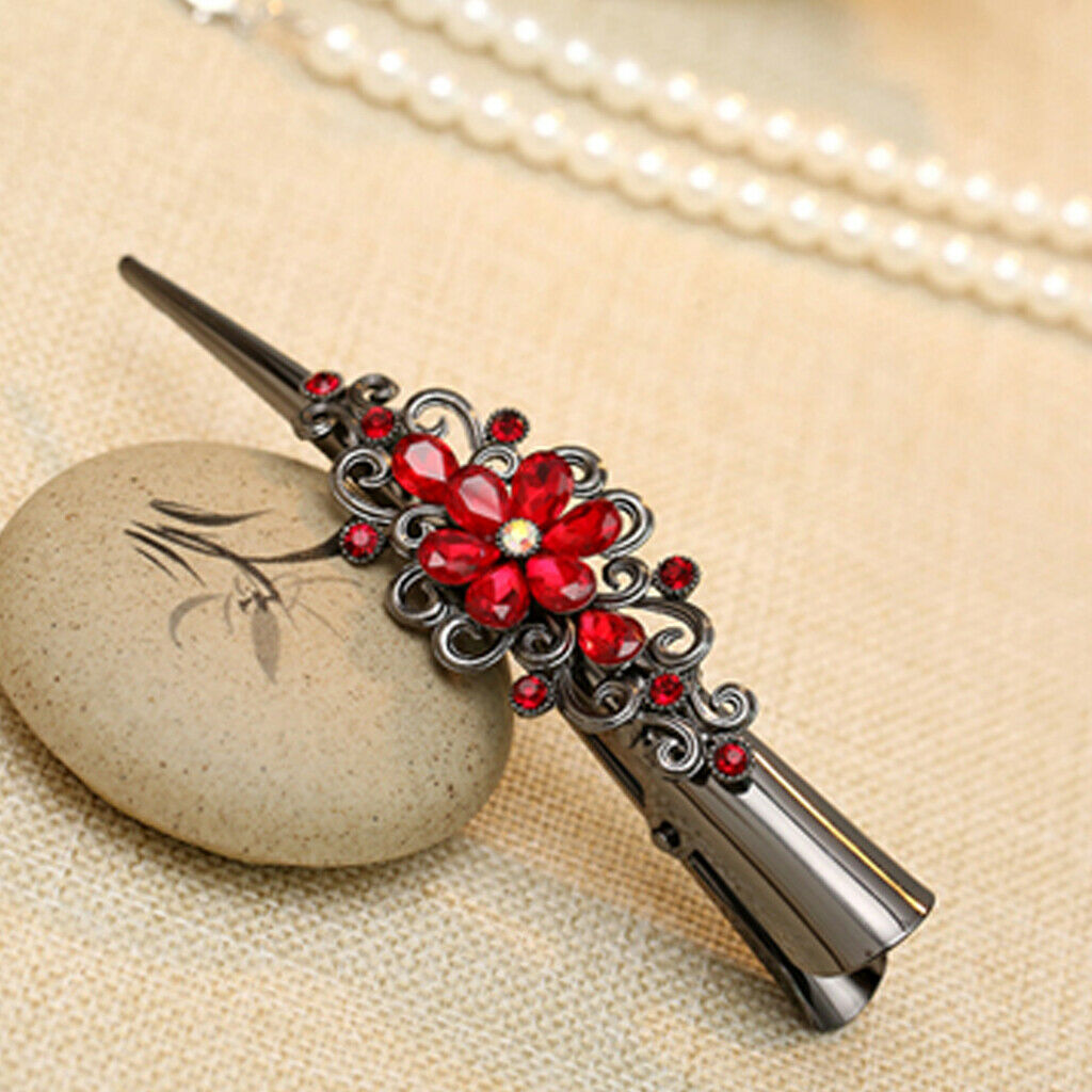 2X Womens Hair Clips Crocodile Duckbill Alligator Large Hair Clasp New Red