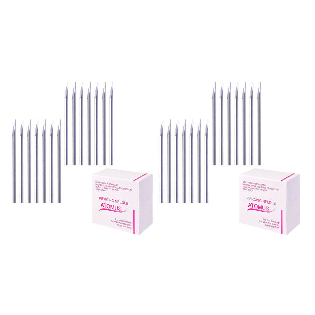 200 Pieces Body Piercing Needles Gauge 16G Sterile Disposable for Lip Navel