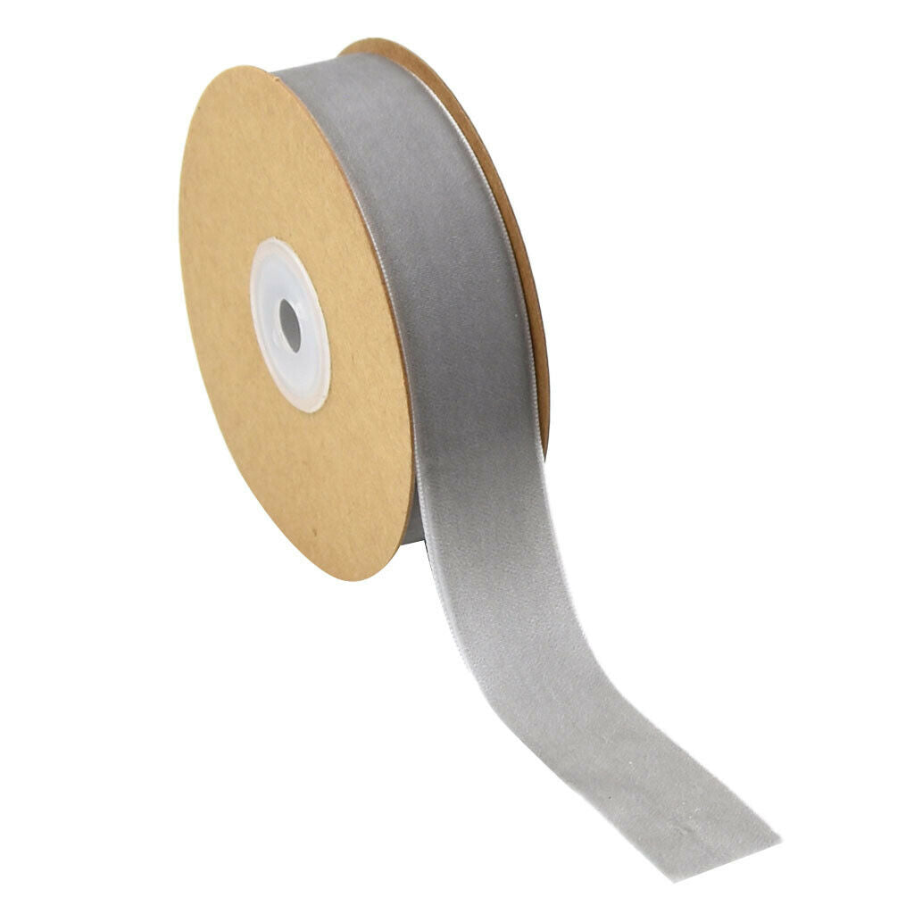 5 yards 1 "wide velvet ribbon roll for craft DIY hair bow clips gray