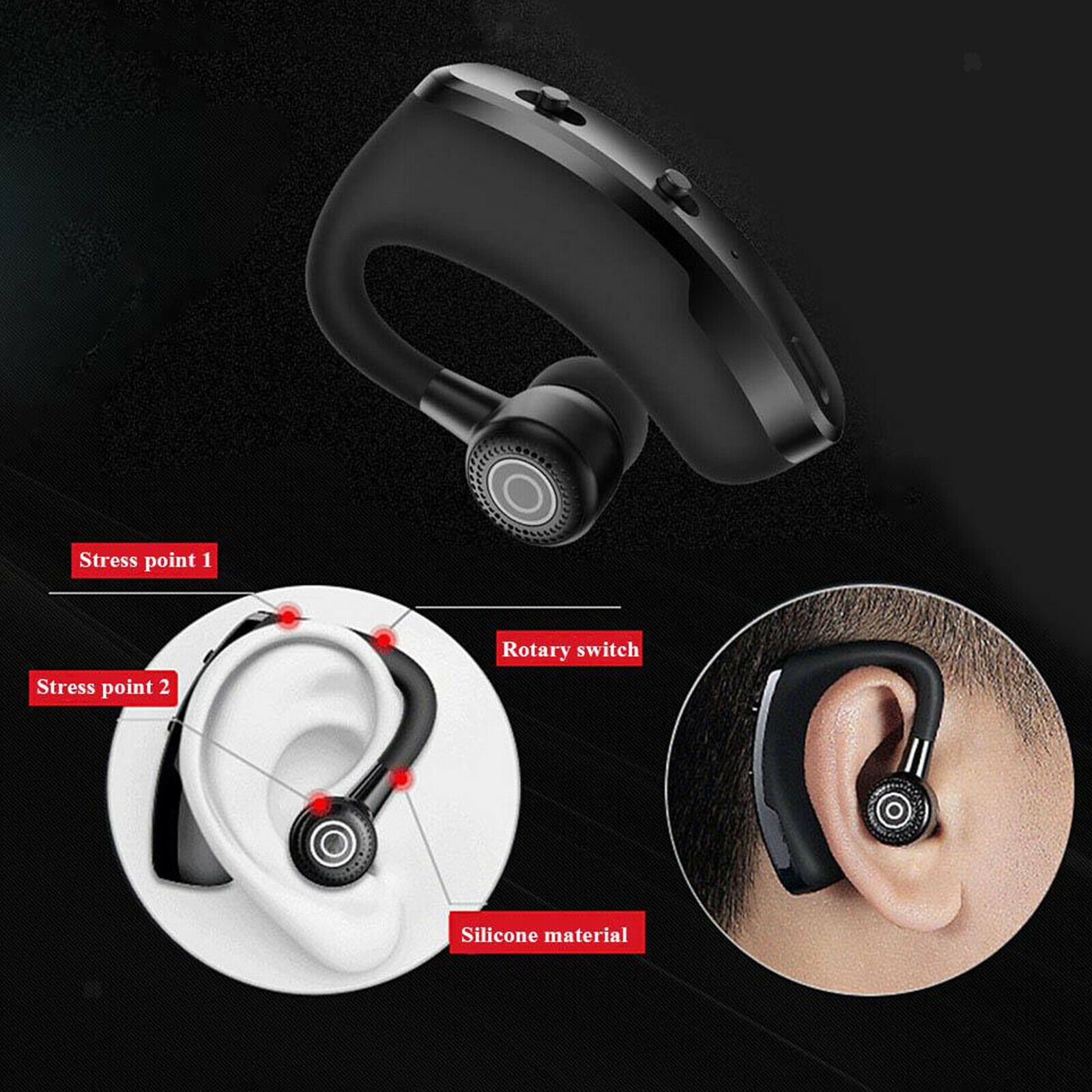 V9 Bluetooth Headset CVC6.0 for Cell Phone Driving Business Office Laptop PC