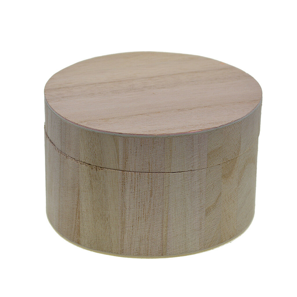 Plain Wooden Case Storage Box Round Shapes for Jewellery Small Gadgets Gifts