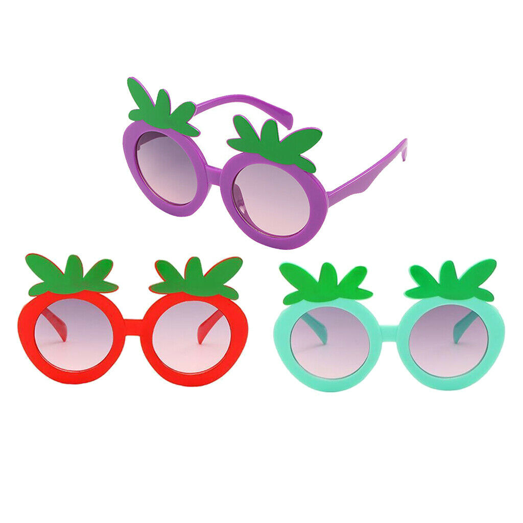 3PCS Kid Strawberry Sunglasses Outdoor Sun Protection Glasses Party Eyewear