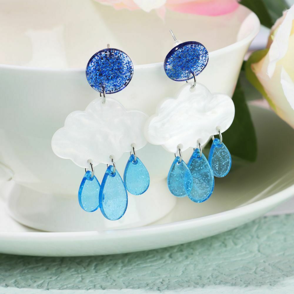 Ear Clip Fashion Jewelry Creative Cloud Earrings Raindrop Short Acrylic