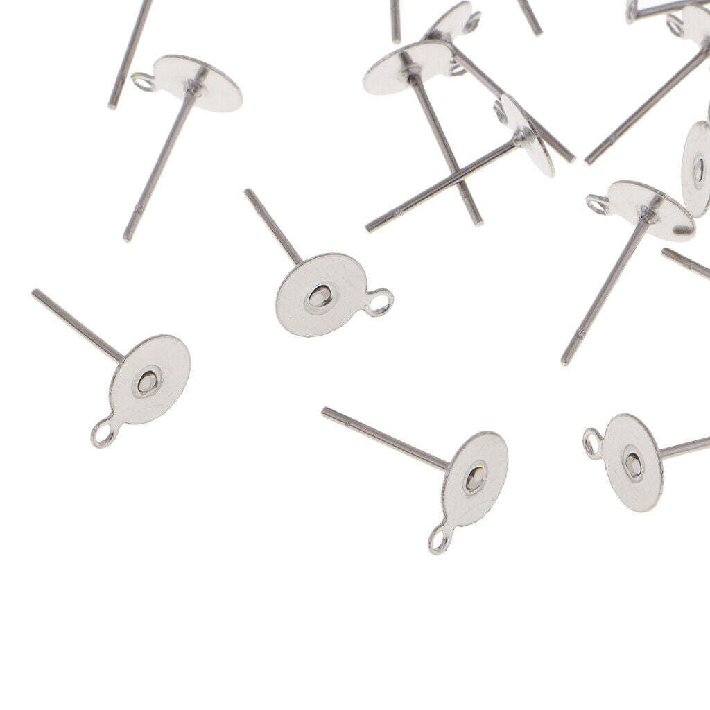 100 6mm Stainless Steel Stud Earring Blank,Jewellery Making,Loop DIY Earring