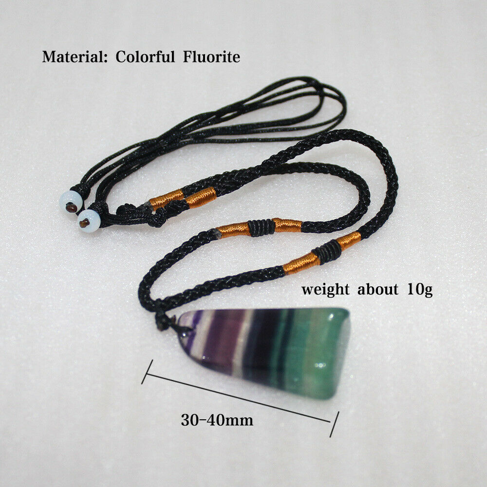 Natural Colorful Fluorite Quartz Crystal Pendant Irregular HealingStone Necklace