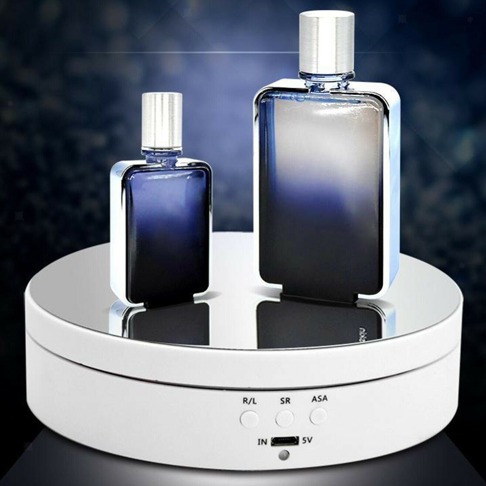 360Â° Rotating Display Stand Turntable Mirrored 3  for Cake Jewelry - white