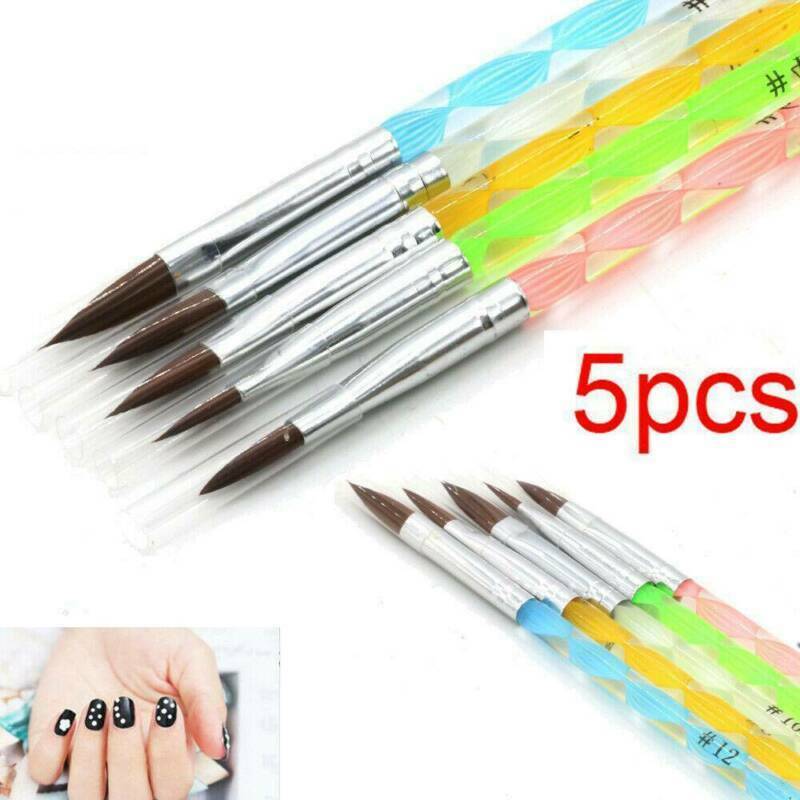 5pcs Nail Art Brushes Set UV Gel Acrylic Tips Polish Beauty Manicure Pen Tools !