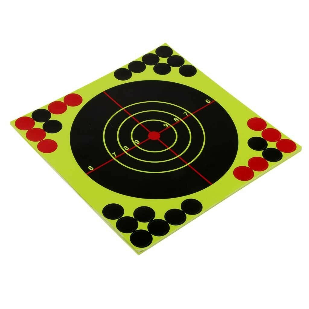 10 Sheet Shooting Targets - 8 Inch Self Adhesive Paper Reactive Targets Stickers