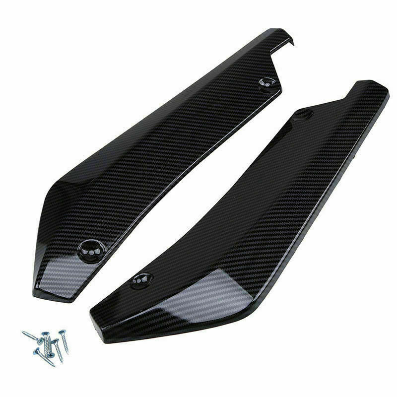 Pair Auto Carbon Fiber Style Rear Bumper Lip Diffuser Splitter Canard Protector