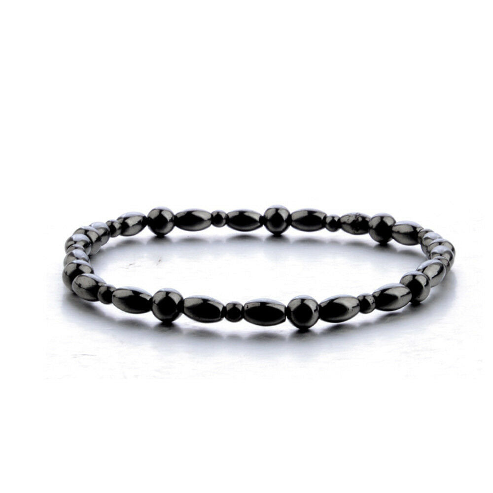 Unisex Barefoot Black Hematite Magnet Anklets Jewelry Round Bracelets Leg Chain
