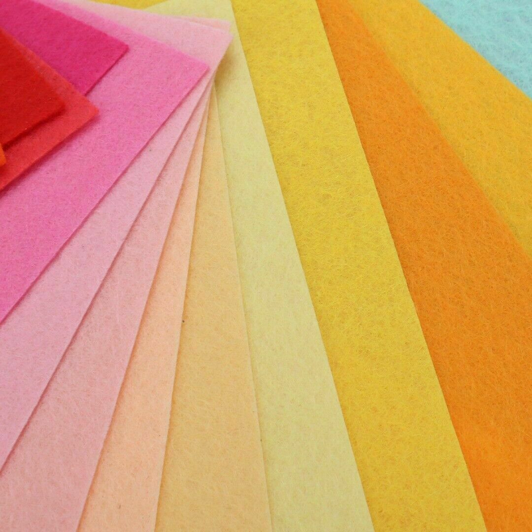 40Pcs Big Rainbow Colorful Felt Sheets DIY Craft Polyester Wool Fabric Patchwork