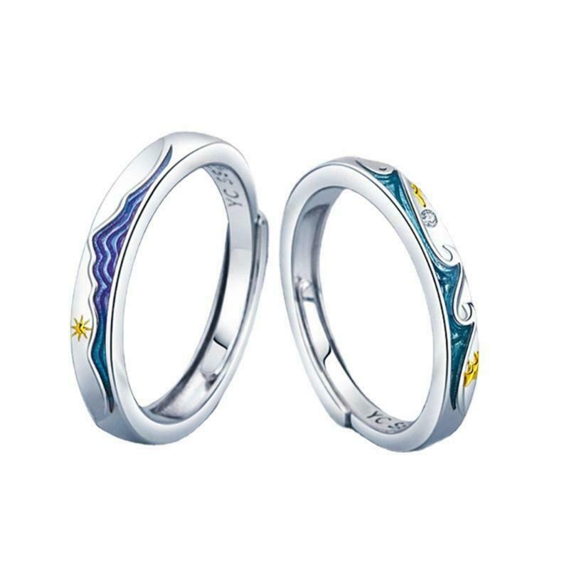2 Pieces Couples Copper Rings Sets for Boys and Girls Promise Rings for Couples