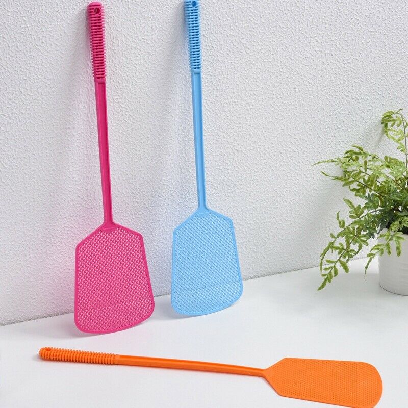 Fly Swatter 10Pack Manual Swat Pest Control Long Handle Swatter Plastic Fly A9H2