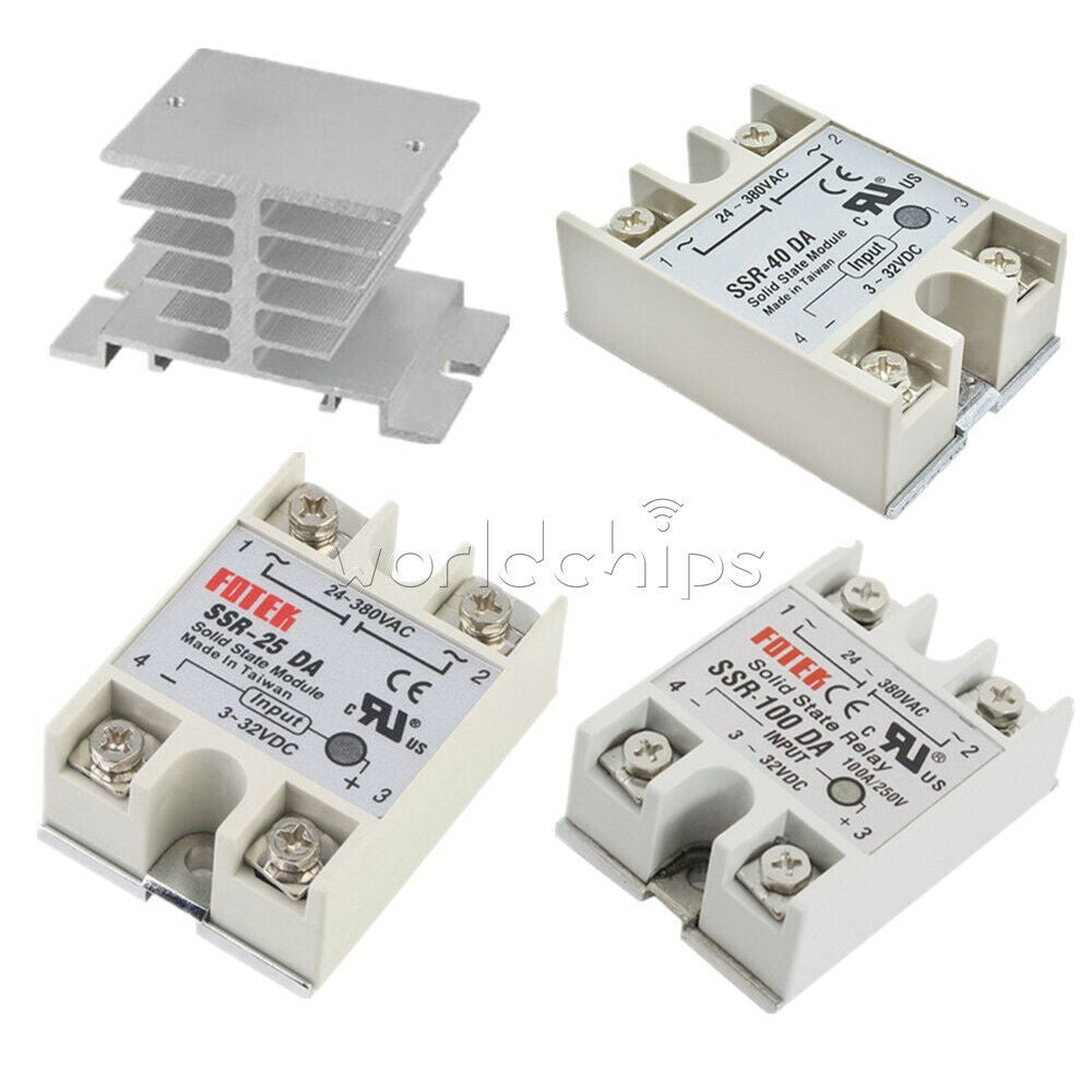 5x 24V-380V 40A 250V SSR-40 DA Solid State Relay Module 3-32V DC-AC for Arduino