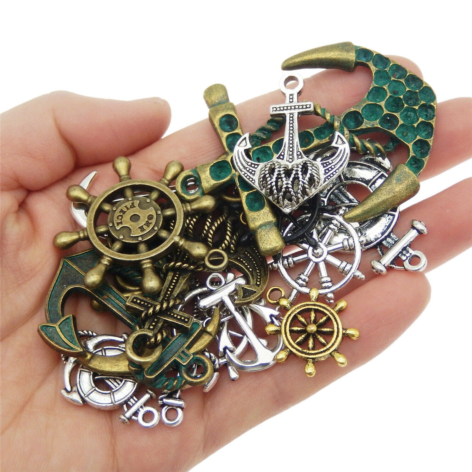 Random Alloy Anchors Mixed Kinds Pendants Charms Findings (approx.15-20 pcs)