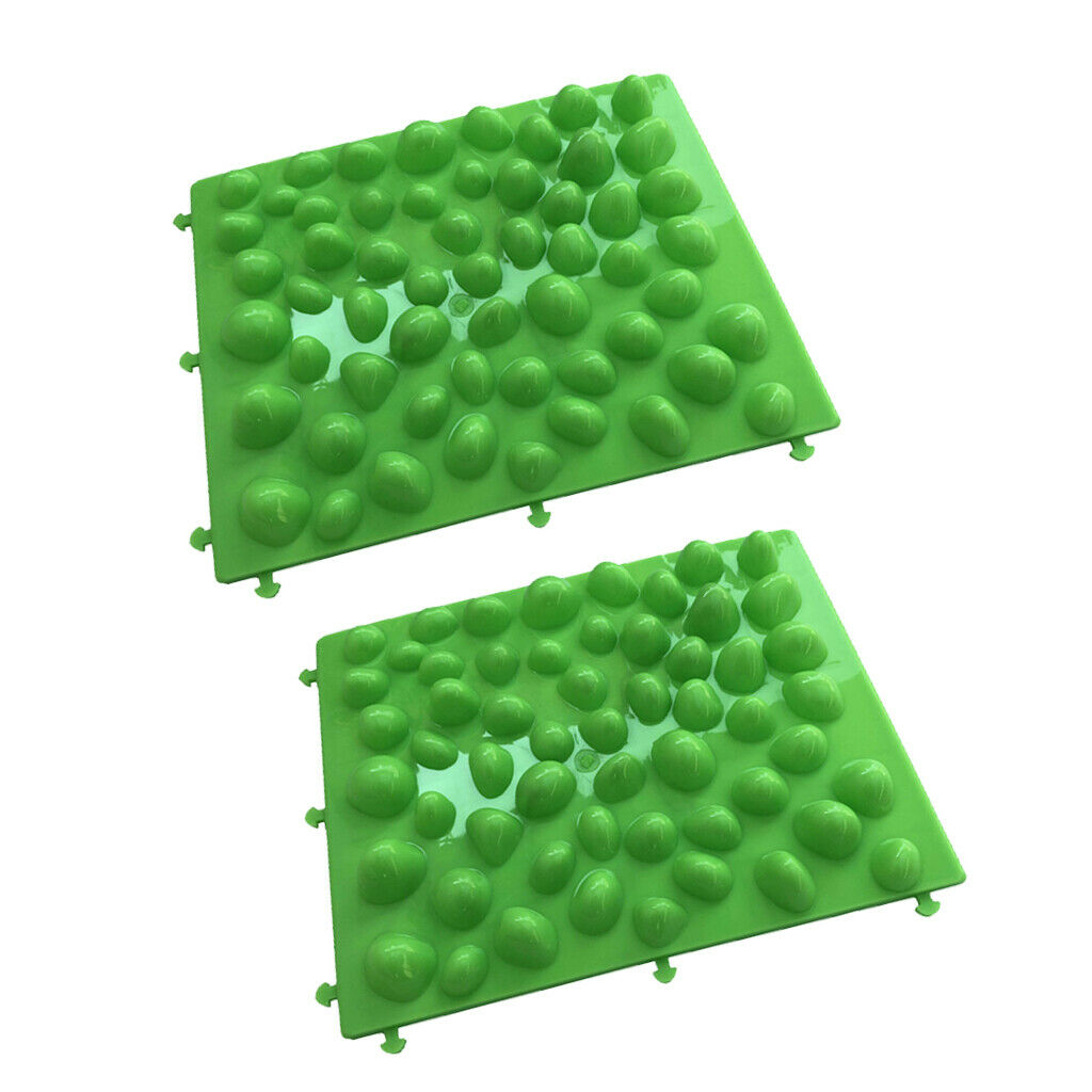 2pc Pebbles Foot Massage Pad Toe Pressure Plate Shiatsu Blanket Yg Mat Green