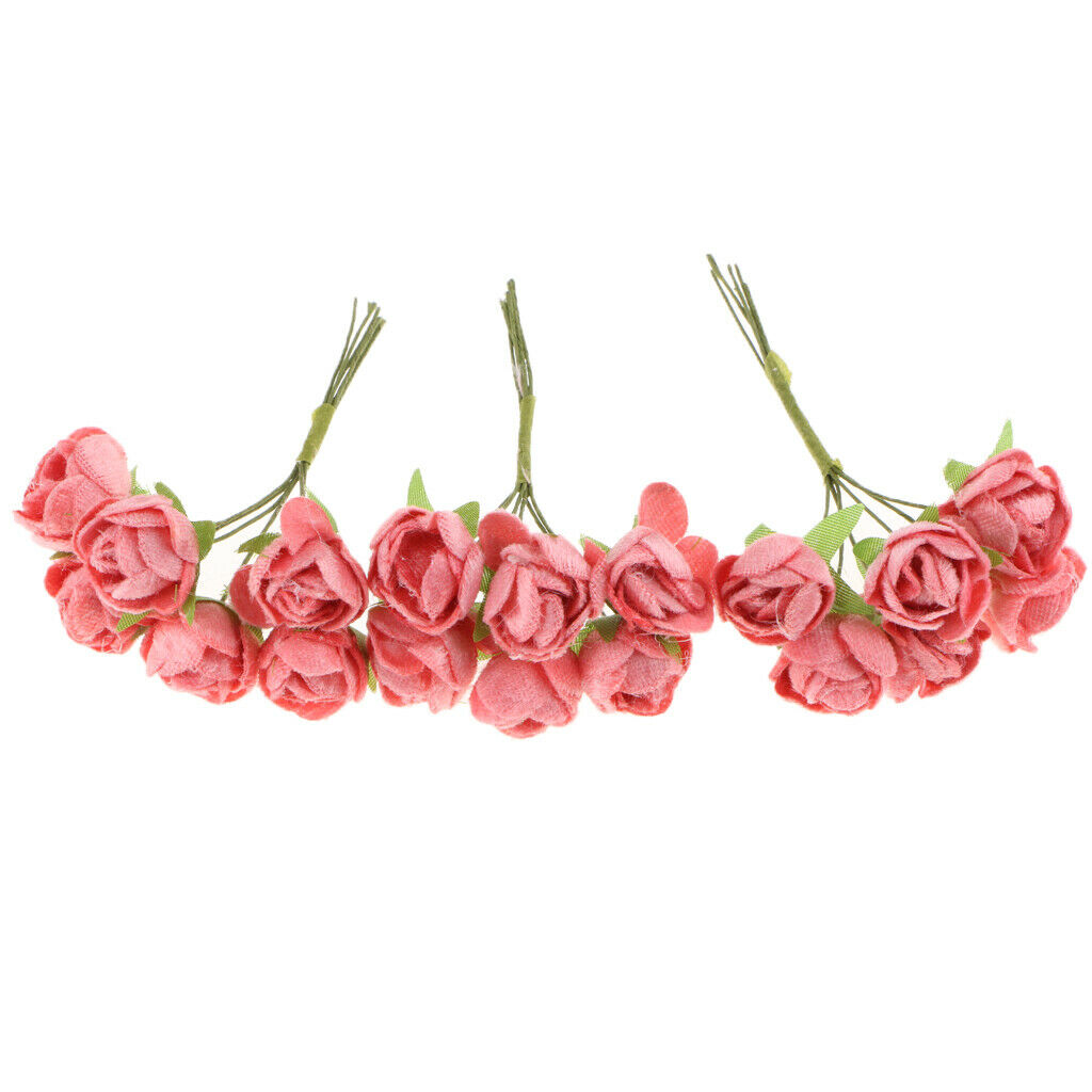 60x Wire Silk Camellia Flowers for Wedding Hair Clip Wreath DIY  Champagne