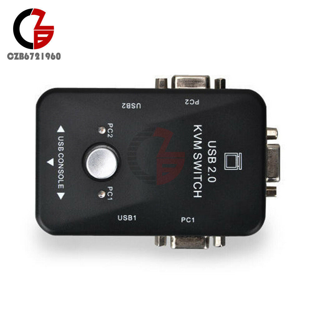 2-Port TV Box Adapter Connect BOX Video Monitor VGA/SVGA USB 2.0 KVM Switch
