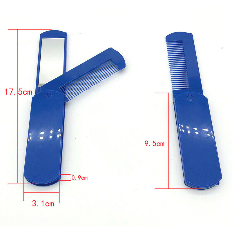 Collapsible Beard Comb Mustache Shaving Tools w/Makeup Mirror for Pockets