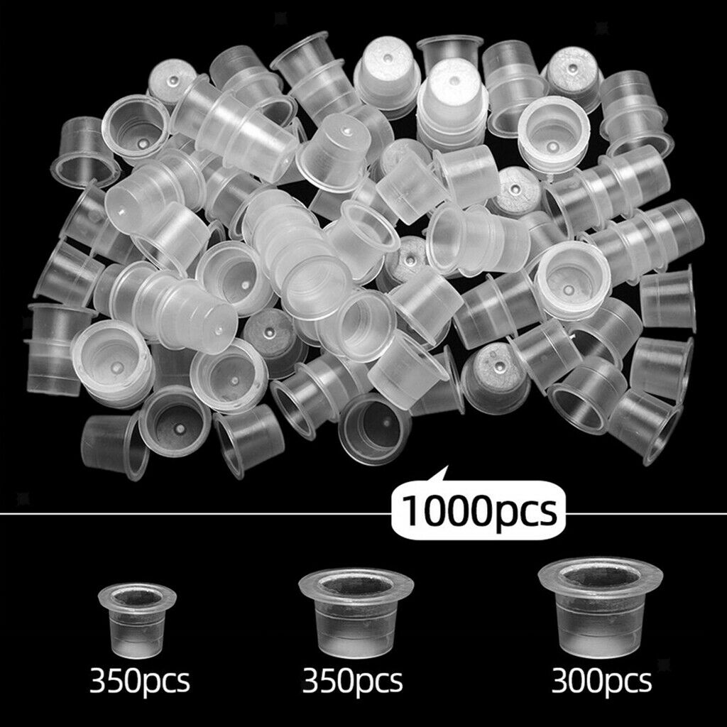 Disposable Clear Tattoo Ink Caps Mixed Size Pigment Holder Cups Body Art