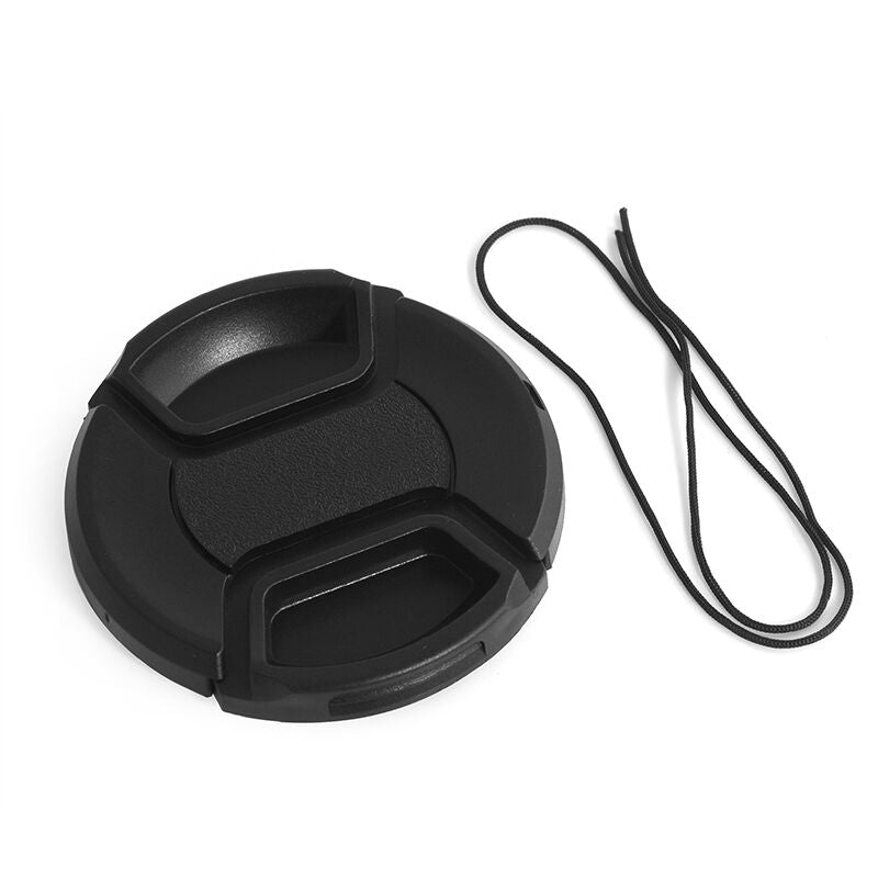 49mm Center Pinch Snap on Front Lens Cap Cover with String for Canon Nikon Sony