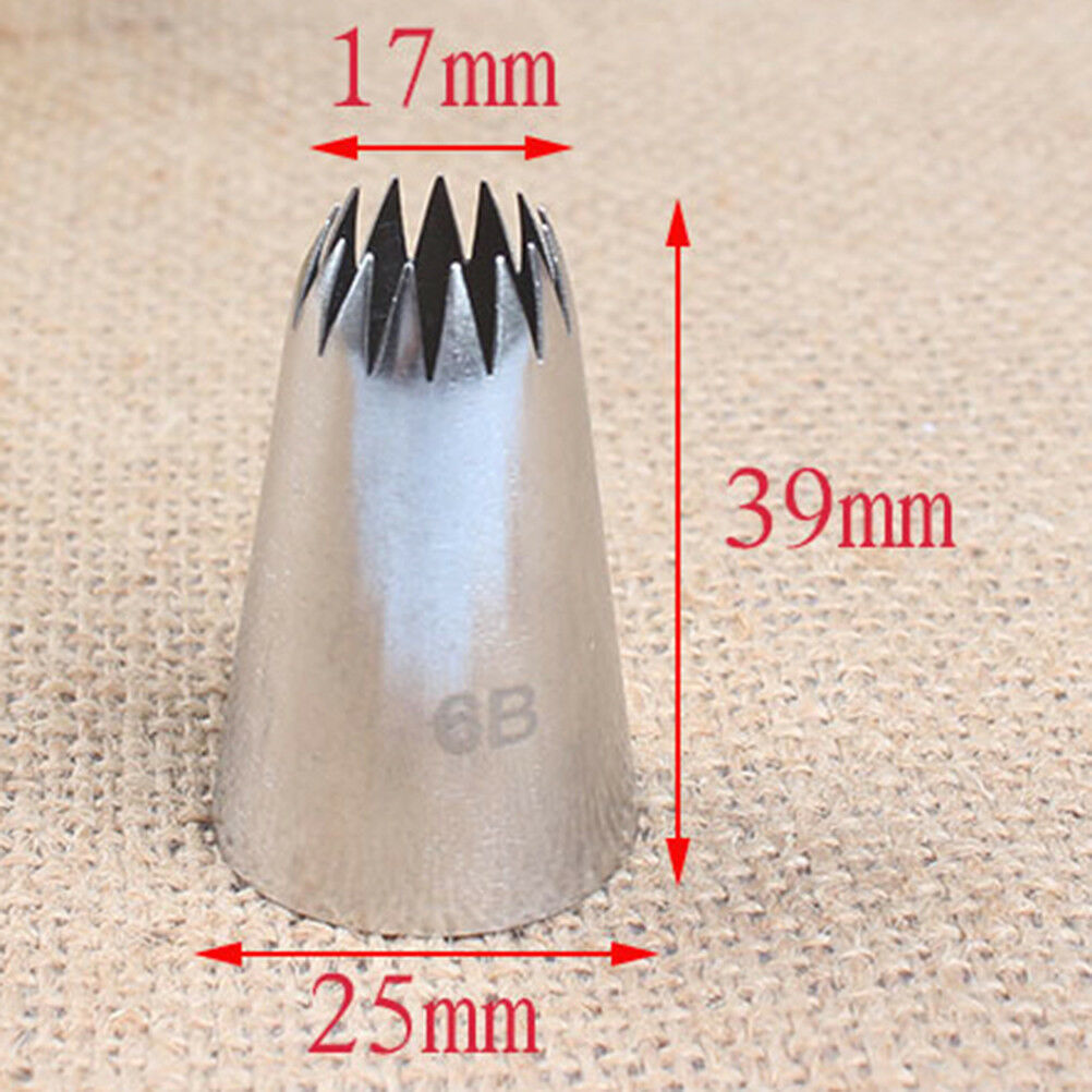1Pc 6B Stainless Steel Icing Nozzle Decor Tip Cake Baking Pastry DecorY1