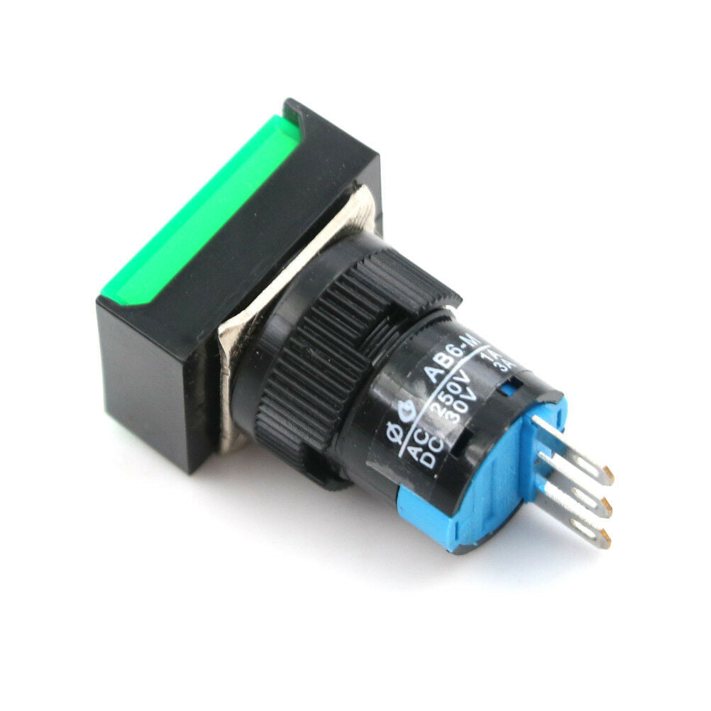 Momentary /Latching Push Button Switch Rectangular DC 12V/24V LED Light 5Pi WF
