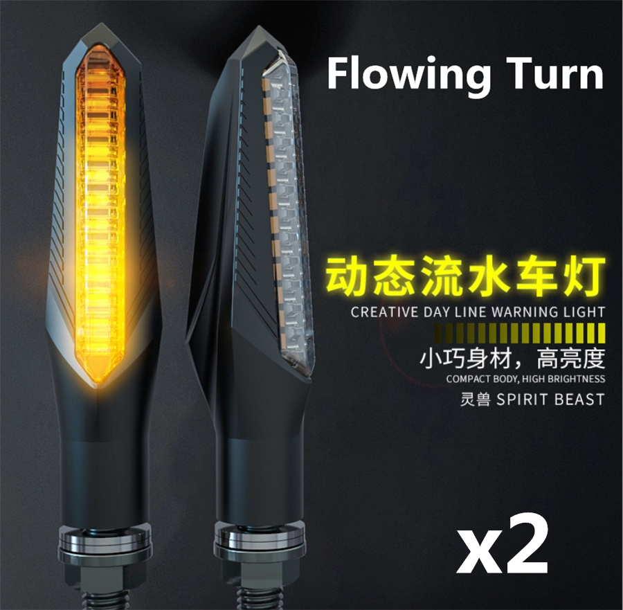 2pc Amber Flowing Universal Motorcycle Motorbike LED Turn Signal Indicator Light