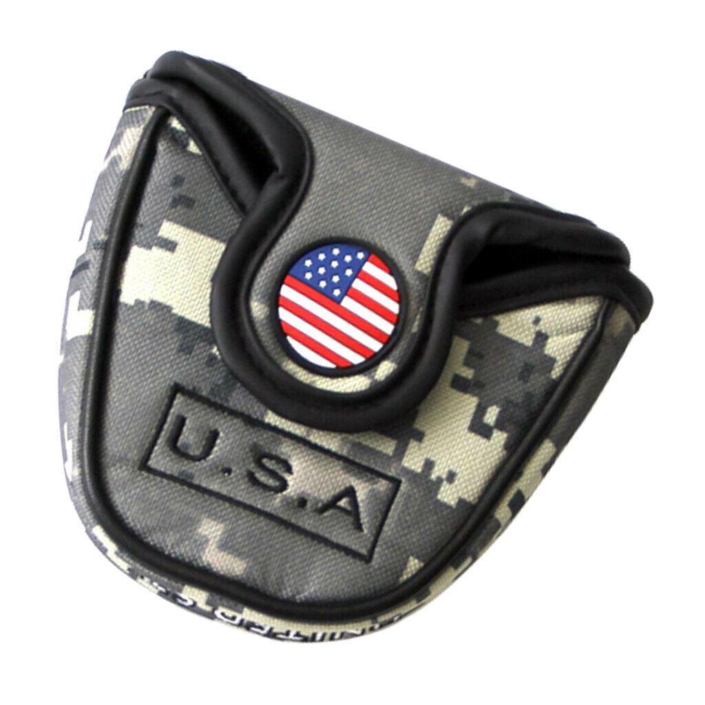 Set of 2 PU Leather Golf Head Cover Protectors Headcover Mallet Putter