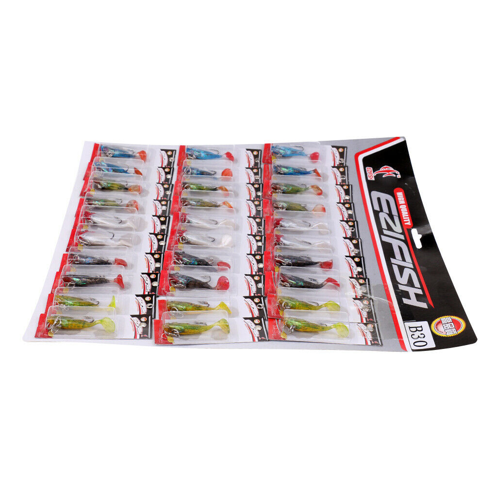 Lot 30Pcs Soft Shad Lures Bait Perch Pike Chub Trout Zander Bass Sea Fishing