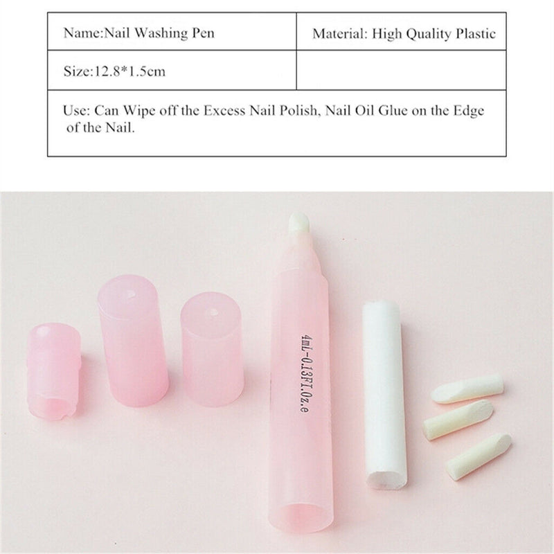 1 Piece Nail Art Polish Corrector Pen Remover Mistakes Cleaner with 3 Tips,