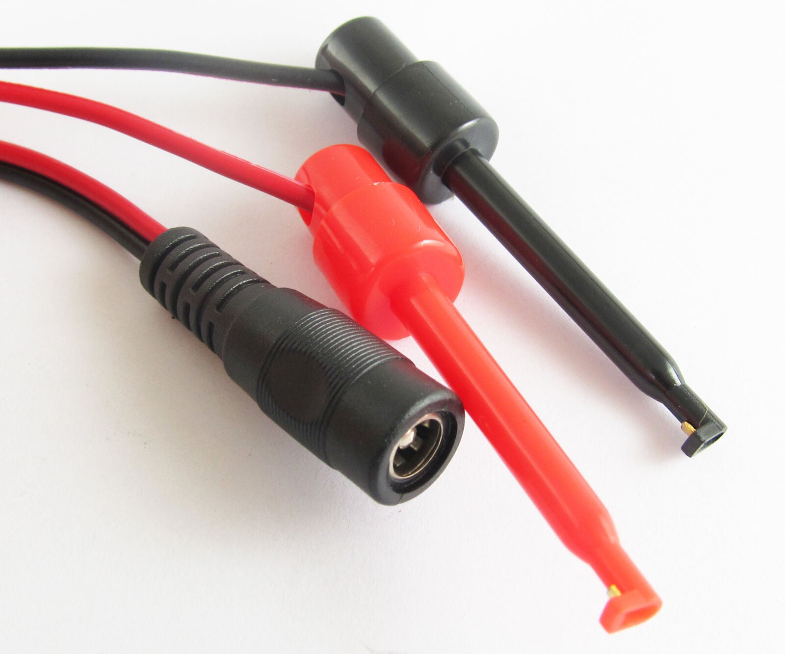 10set Large Round Test Hook to 2.1x5.5mm 2.1mm DC Female DC Power Cable 30cm/1Ft