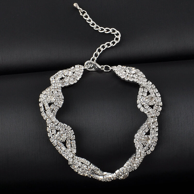Elegant Deluxe  Women Crystal Rhinestone Infinity Bangle Bracelet Jewelry Gift