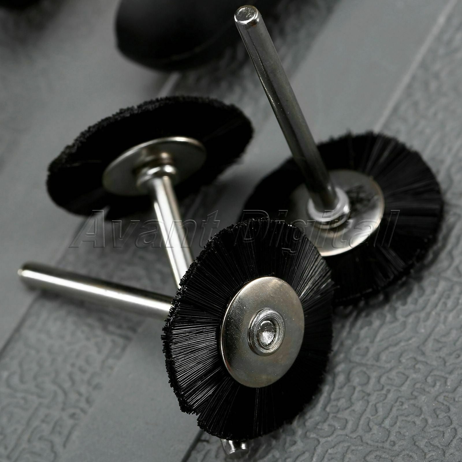 10Pc 25mm Flat Nylon Bristle Wheel Polishing Brush 3mm Shank Grinder Rotary Tool