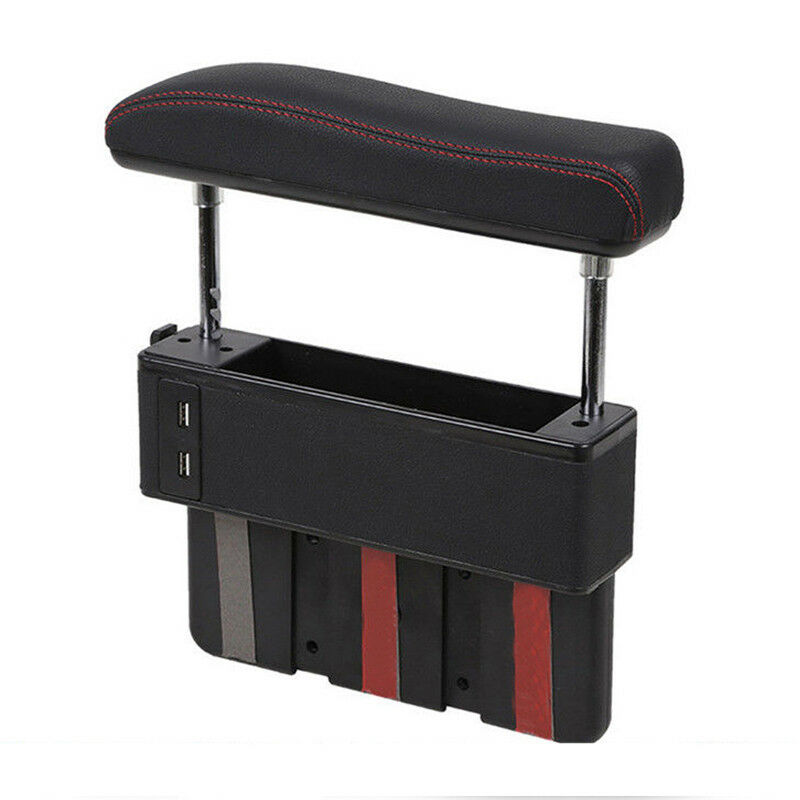 Universal Driver Seat Pocket Storage Armrest Box Organizer Holder USB PU Leather