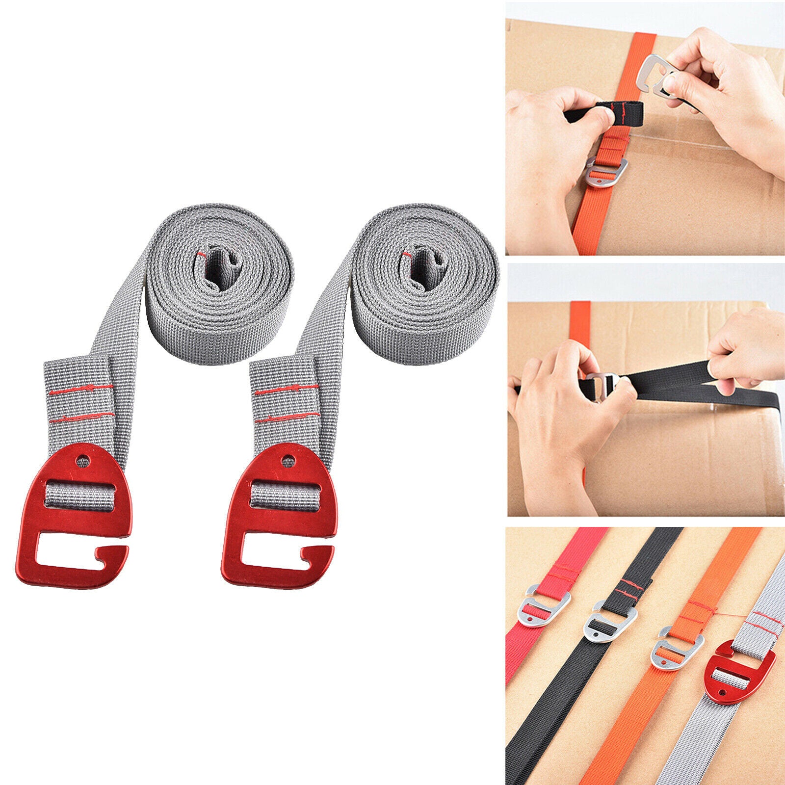 Luggage Strap Suitcase Packing Belt Flat Bungee Cord Lashing Straps 2m,Grey