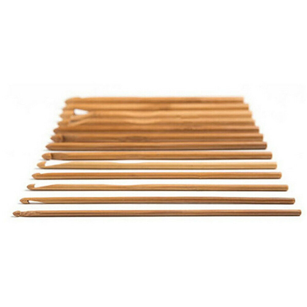 12X 6 Bamboo Handle Crochet Hook Knit Craft Knitting Needle Weave Yarn 3-.l8