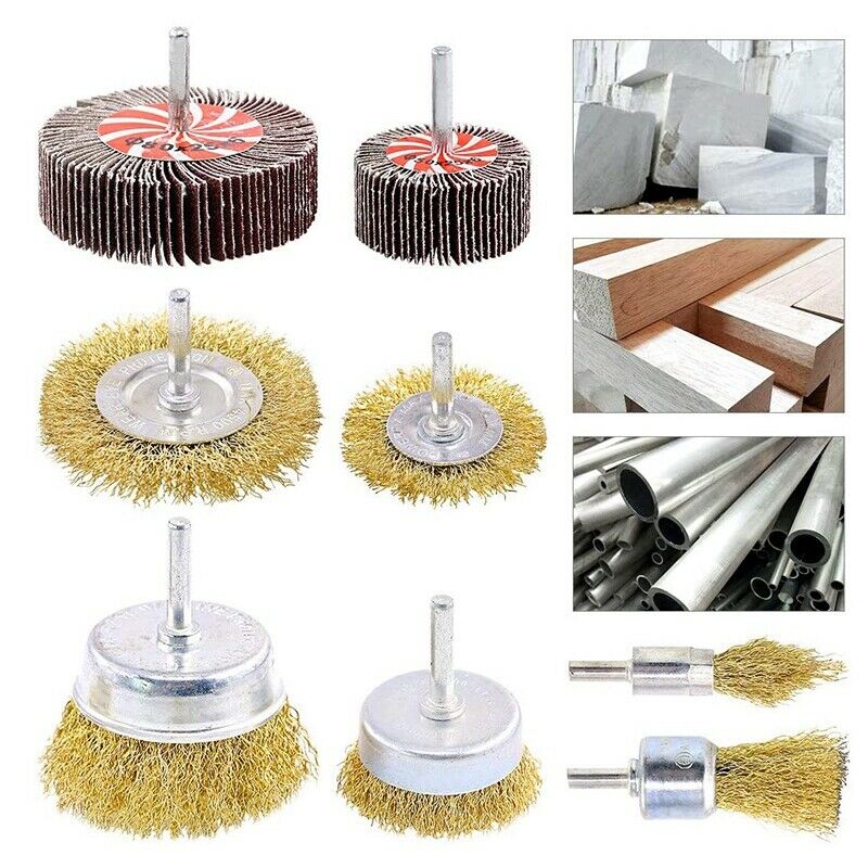 8Pcs Steel Twist K Wire Wheel Brush Set for Drill Crimped Cup with 1/4-inch ShS4