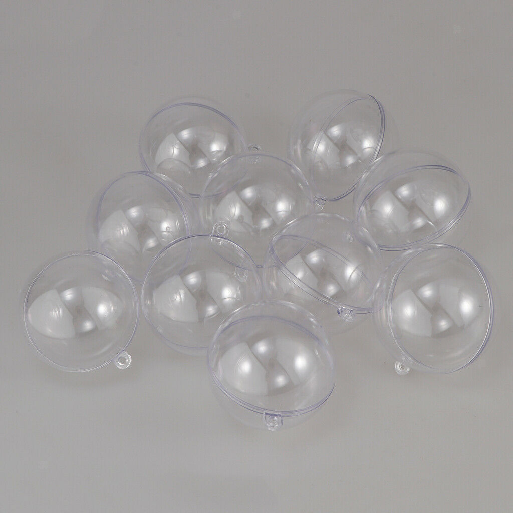 10pcs Clear Plastic Fillable Ball Ornaments Christmas Candy Box Crafts 6cm