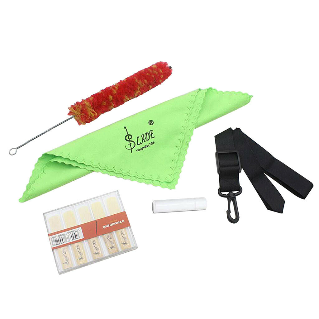 5 In 1 Clarinet Accessory Kit Brush Cork Grease Cleaning Cloth Reed Strap
