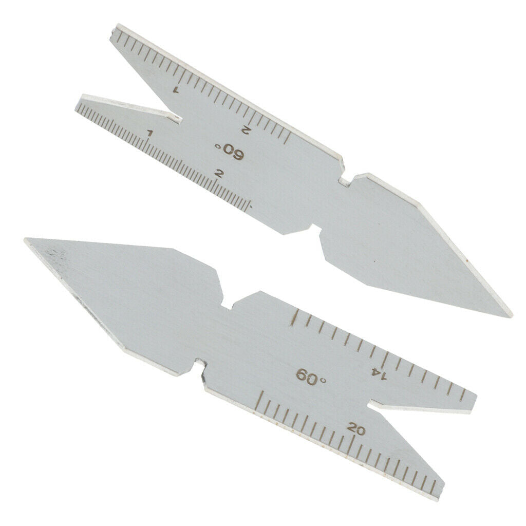 Set of 2PCS 60 Degree Stainless Steel Center Gauges Inch / mm Metric System