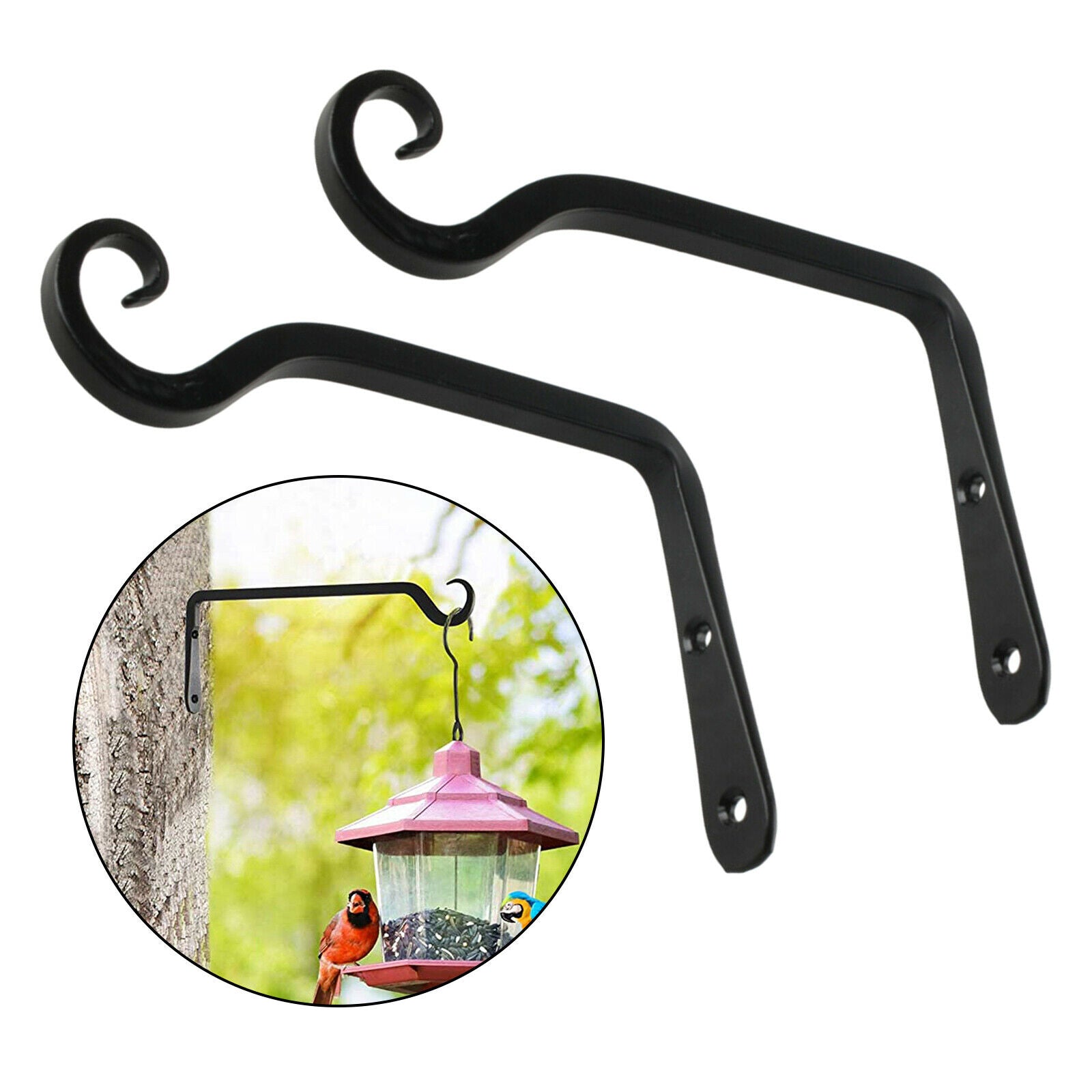 2pcs 6" Iron Hanging Bracket Plant Bird Feeder Hook Home Garden Door Decor