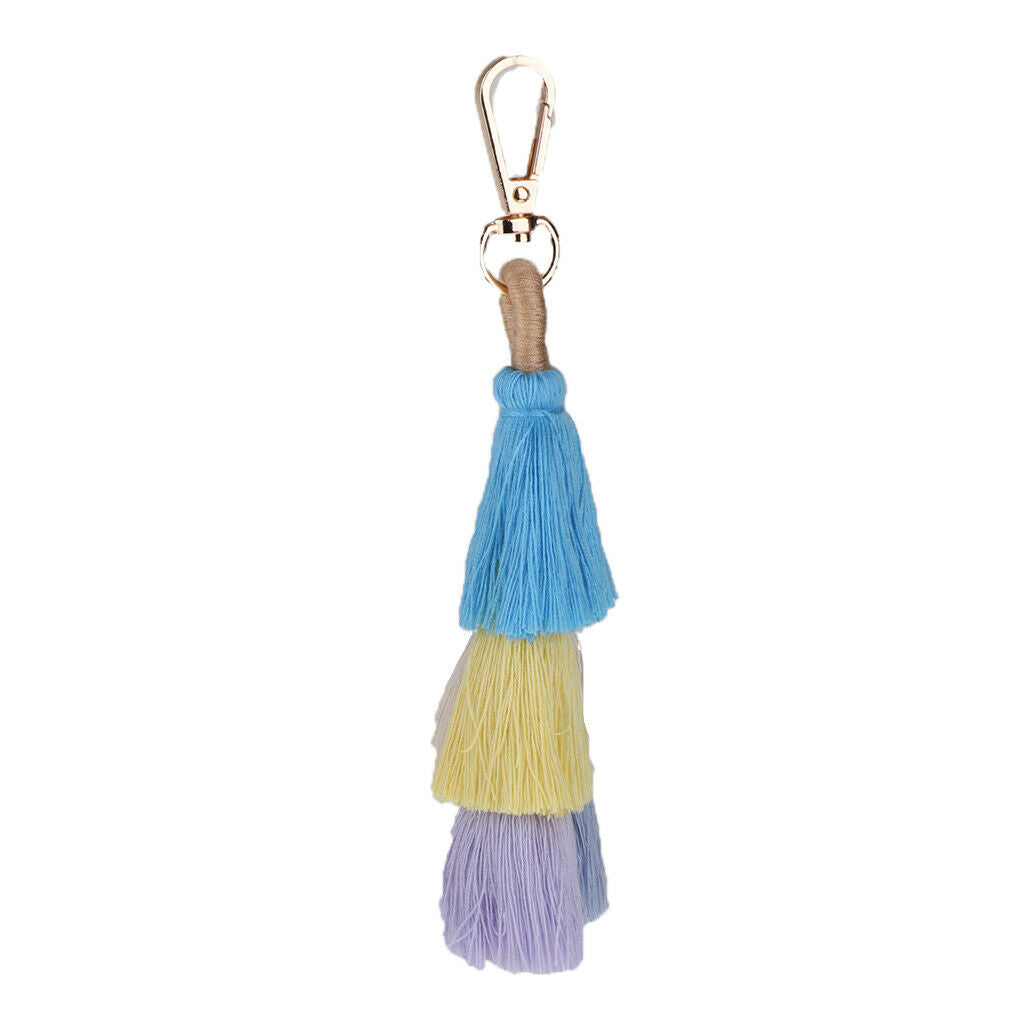 Handmade Polyester Tassel Keychain Pendant Boho Style Bag