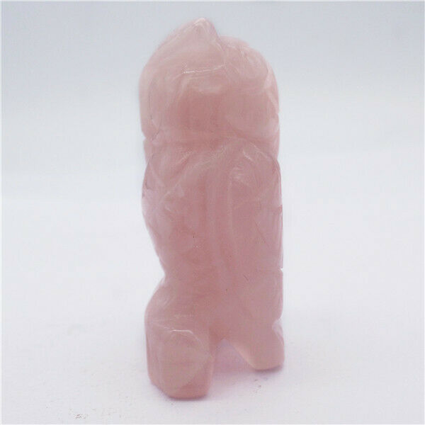 50x28x20mm Natural Rose Quartz Carved Owl Decoration Statue Home Decor HH7923